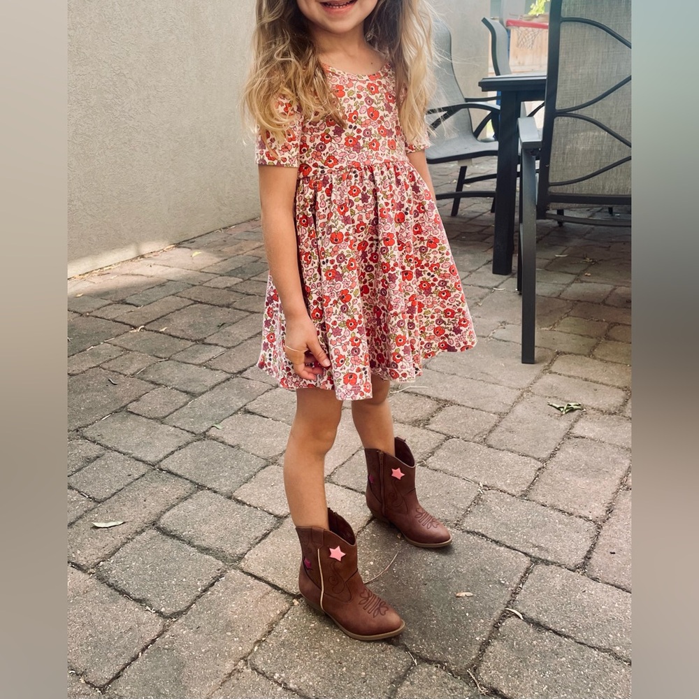 Alice + Ames Floral Kids Dress - Pink and Red